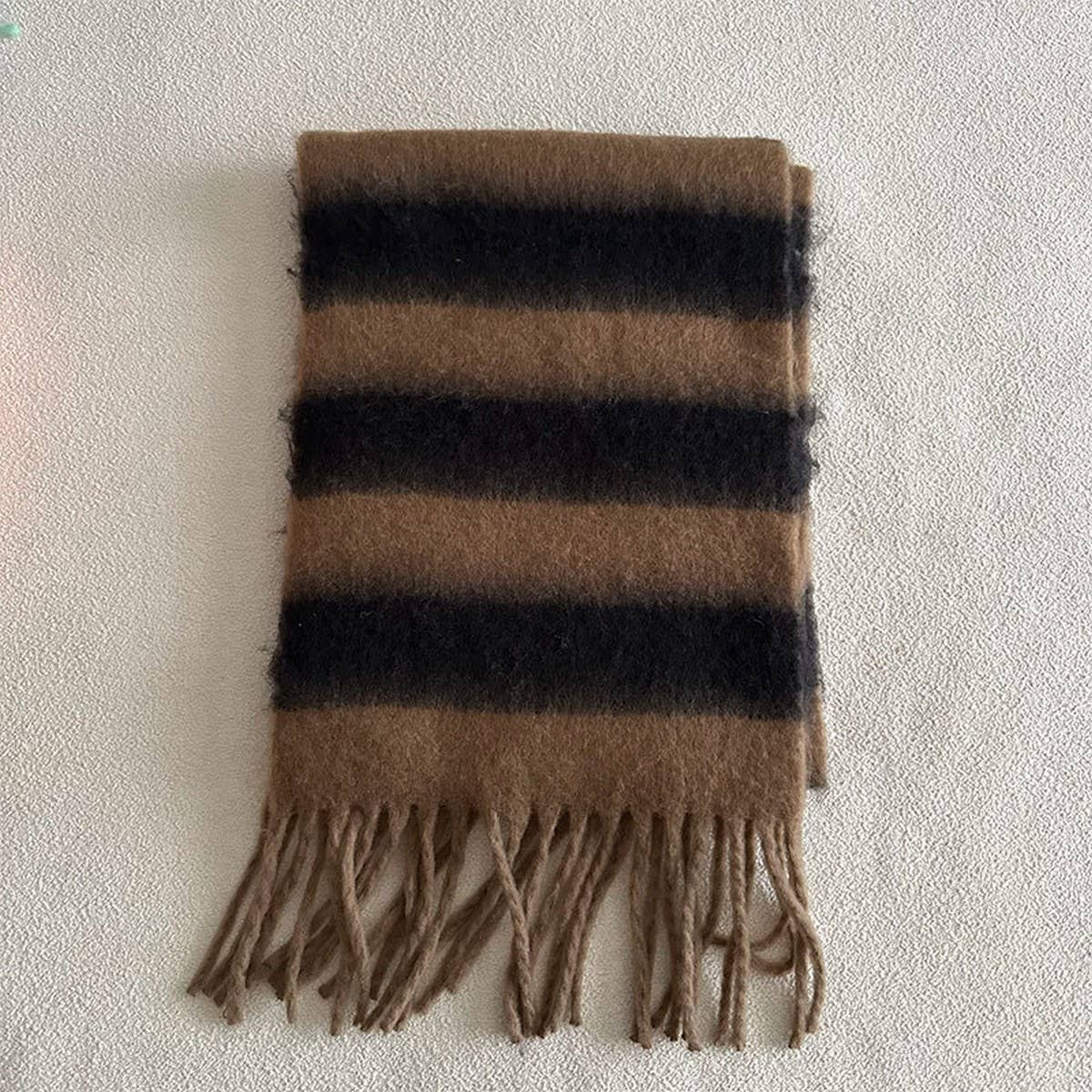 Brown Striped Scarf — color: brown