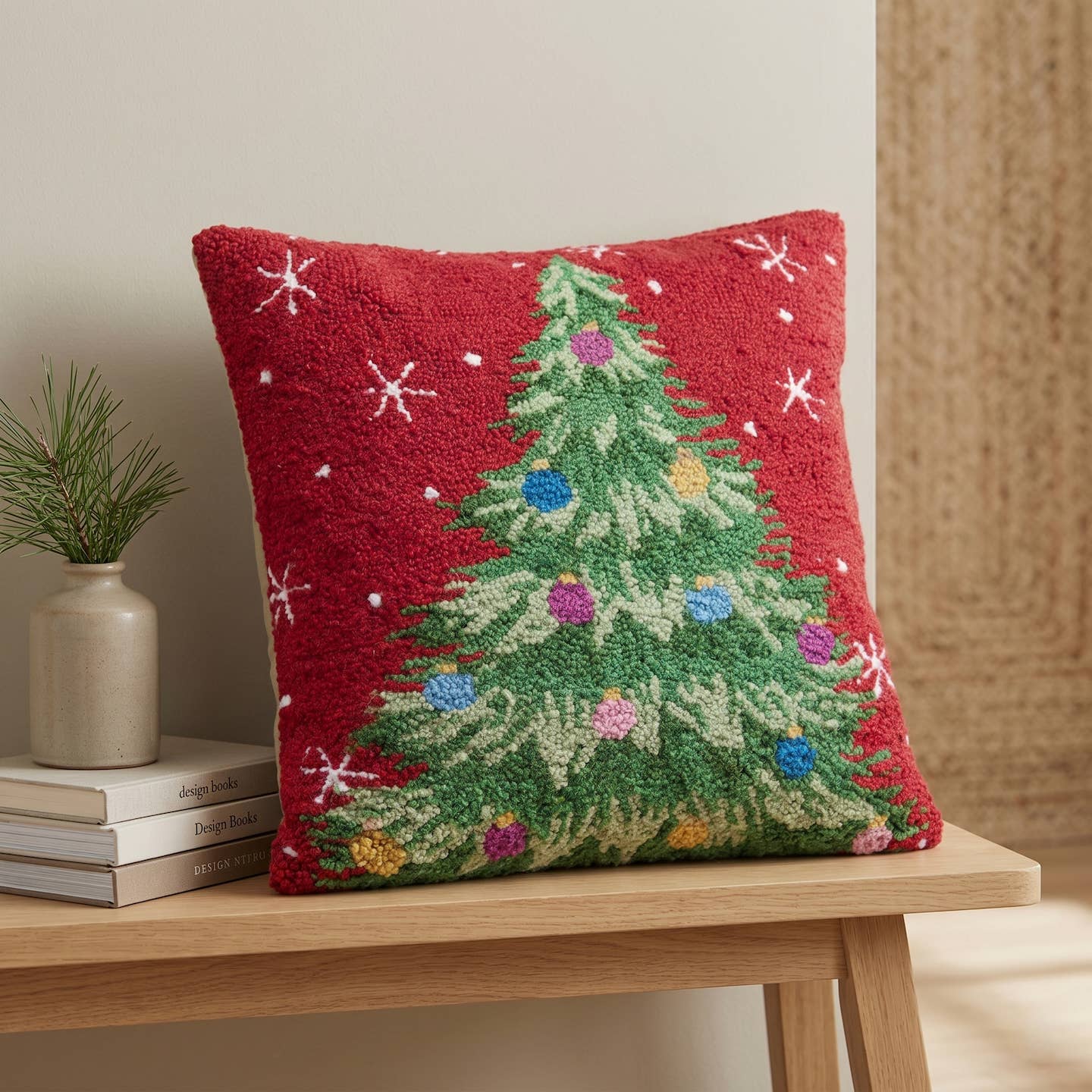 Red Christmas Tree Hook Pillow
