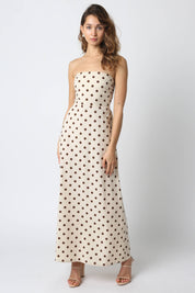 Cream & Brown Polka Dot Maxi Dress