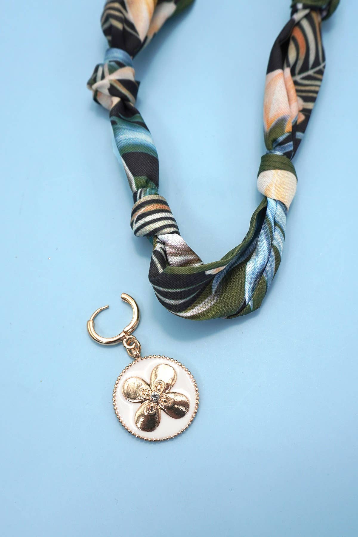 Flower Handcrafted Scarf Interchangeable Charm Necklace