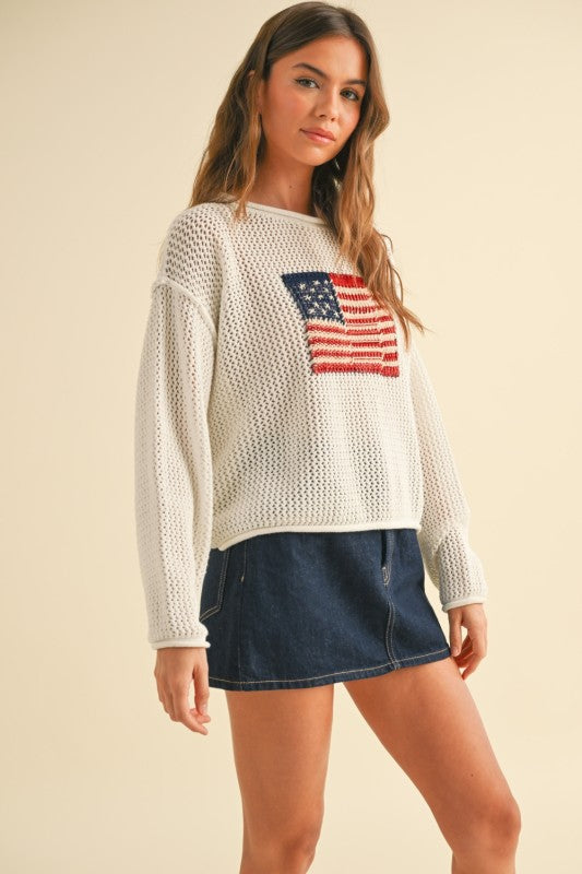 White Flag Knitted Sweater