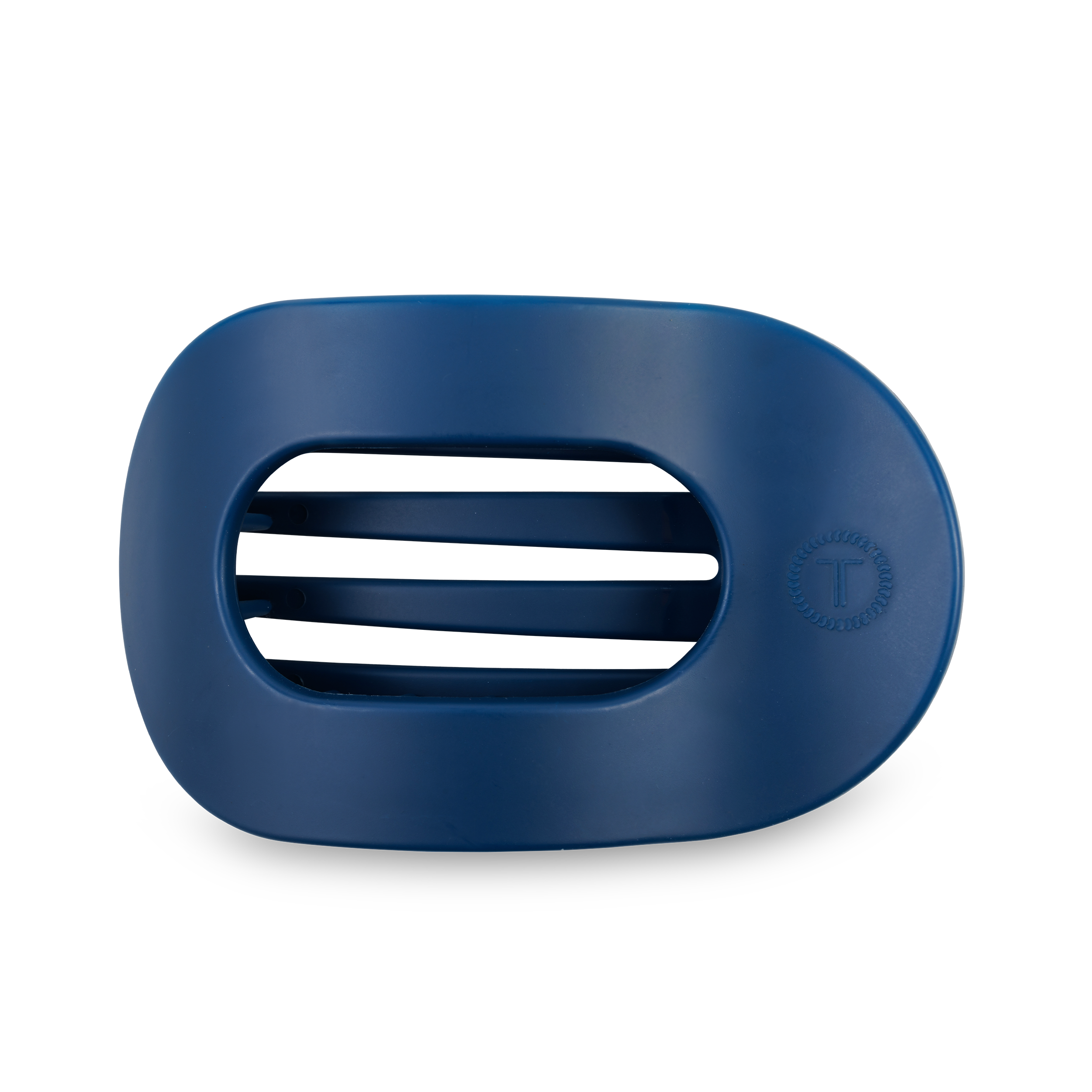 Flat Round Hair Clip | Large | Midnight Rain — rounded oval shape and bendable teeth for a secure yet gentle hold