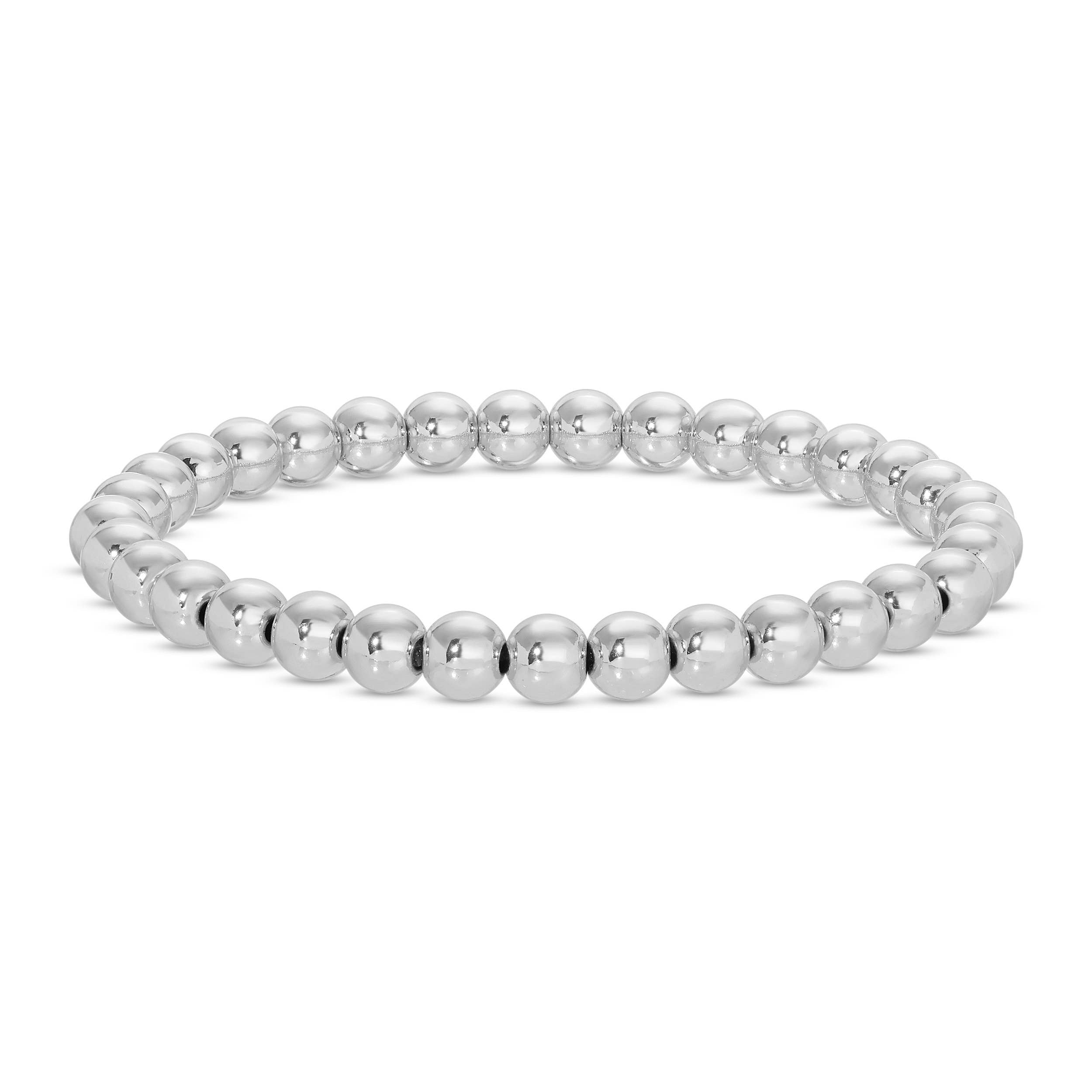 Silver 6mm Beaded Bracelet