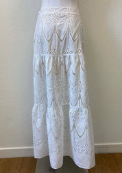 White Embroidered Top And Skirt Set