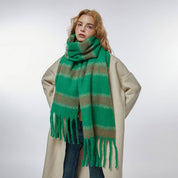 Red Retro Stripe Fleece Scarf — view 6