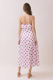 Pink Polka Dot Ruffle Trim Dress
