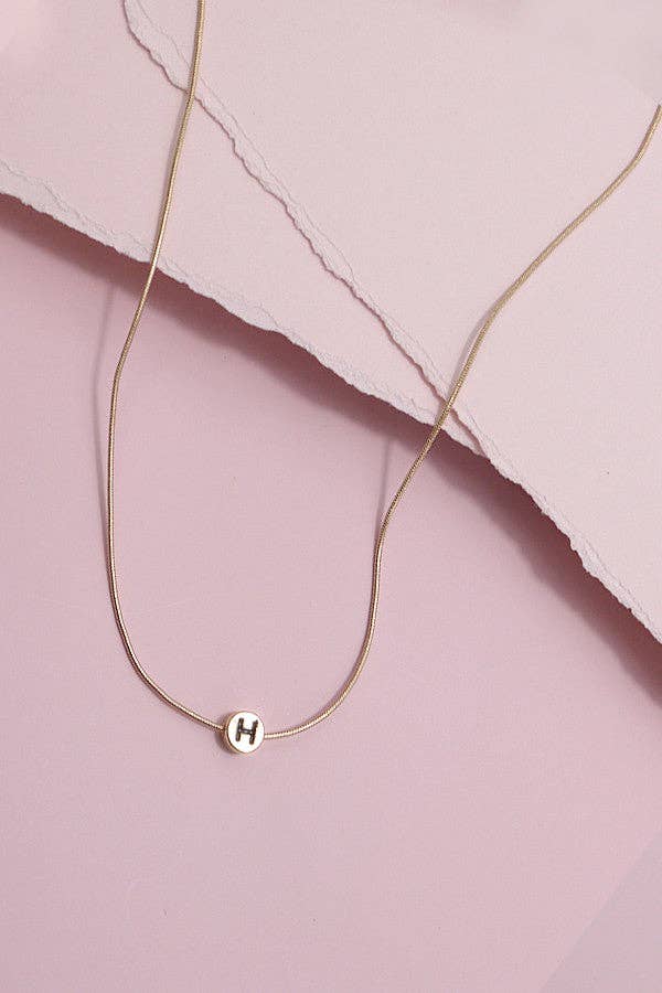 "H" ROUND SNAKE CHAIN INITIAL NECKLACE