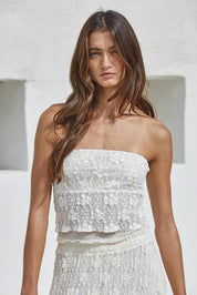 Knit Floral Lace Tube Top