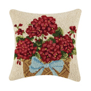 Red Geranium Floral Basket Hook Pillow
