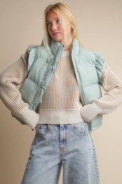 Sage Front Bow Puffer Vest