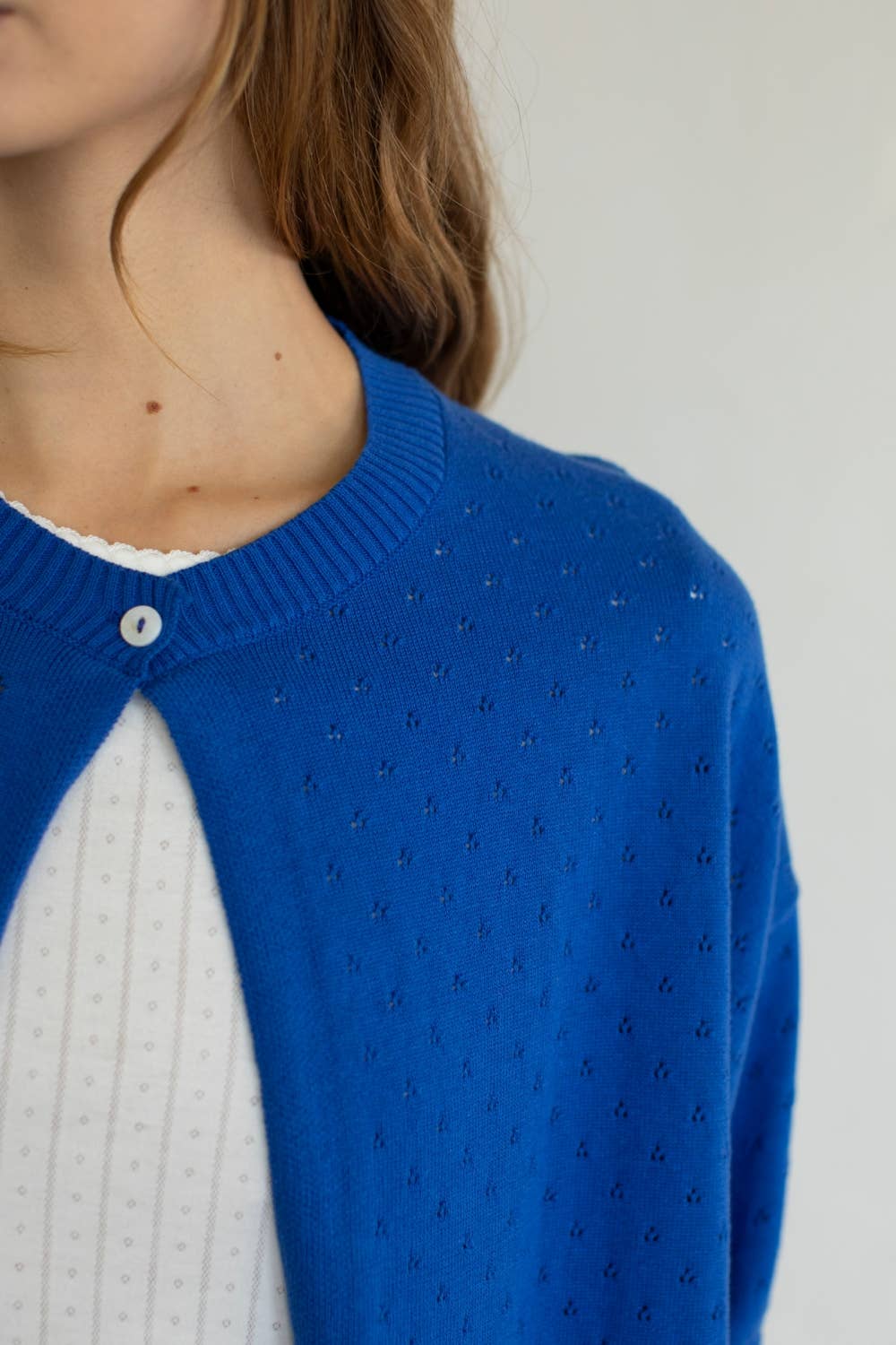 Blue Short Sleeve Cardigan