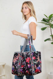 Black Bird Quilted Tote Bag
