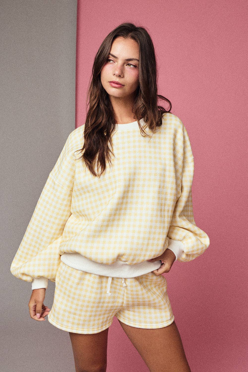 Yellow Gingham Lounge Set