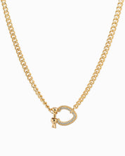 CZ Pave Chunky Horsebit Carabiner Necklace
