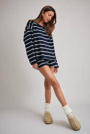 Navy Stripe Shorts