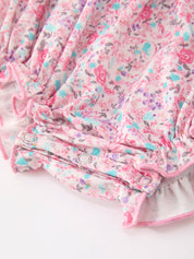 Pink Bow Smocked Floral Baby Bubble