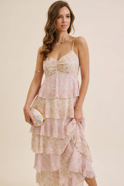Multicolor Floral Tiered Maxi Dress