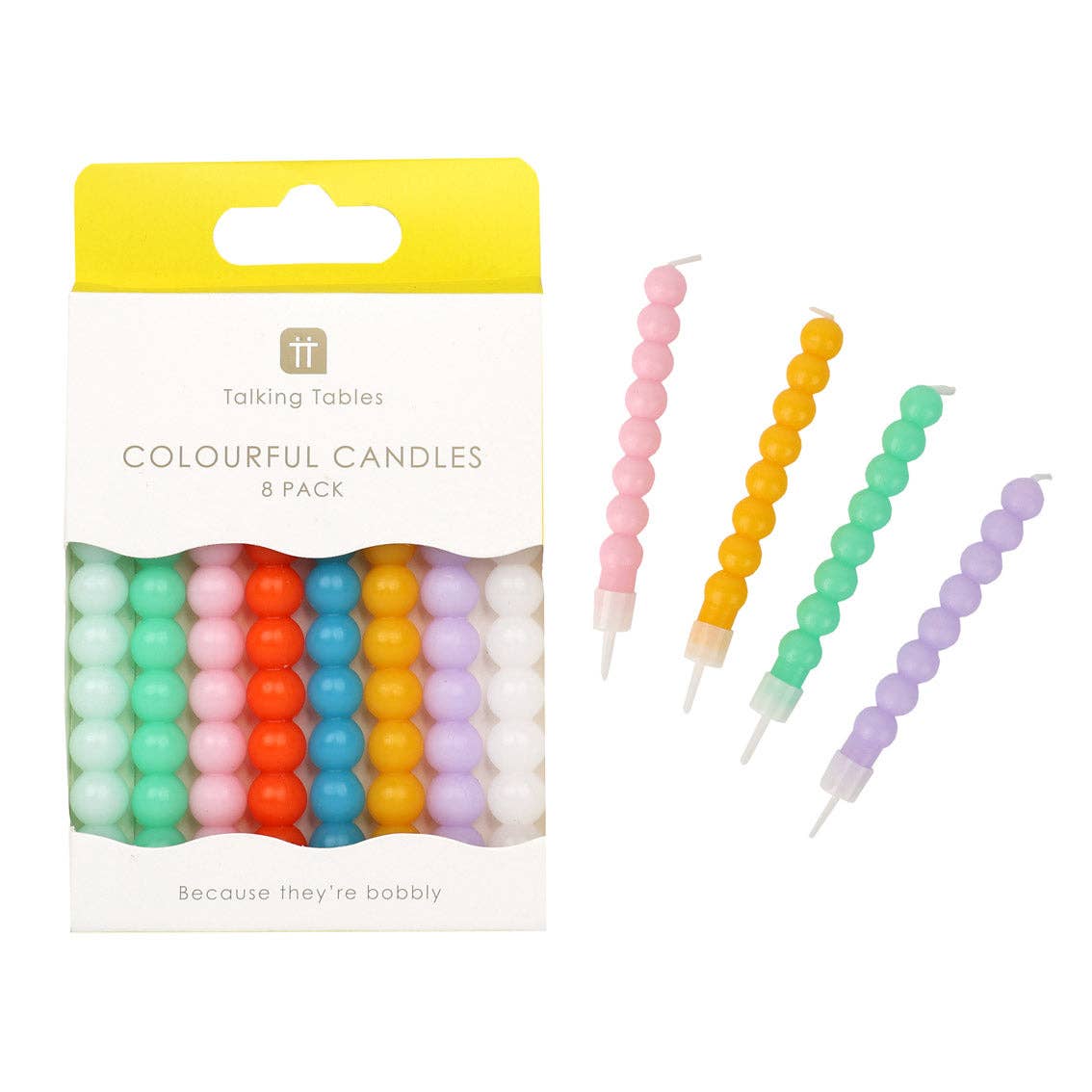Bobble Birthday Candles - 8 Pack | Cake Candless | — comes with matching candle holders and each candle measures 10 cm tall