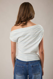 Blue Striped Asymmetrical Top