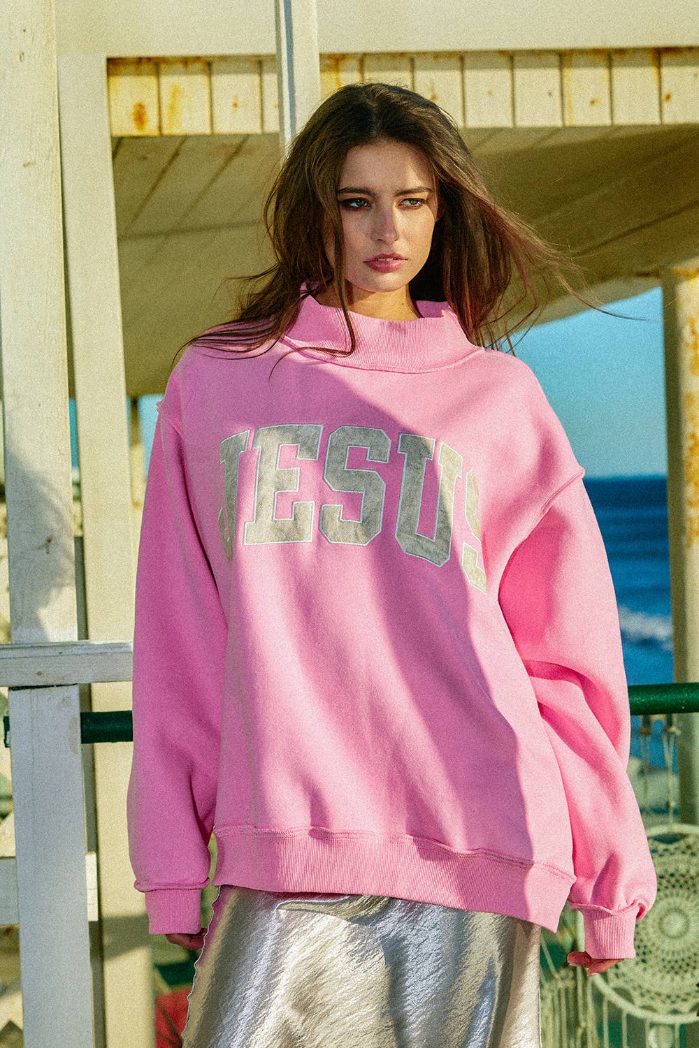 Pink Camo Jesus Mock-neck