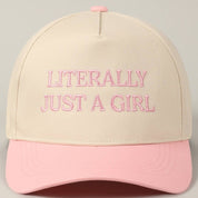 Literally Just A Girl Embroidery Two Tone Trucker Hat: FUCHSIA / ONE SIZE
