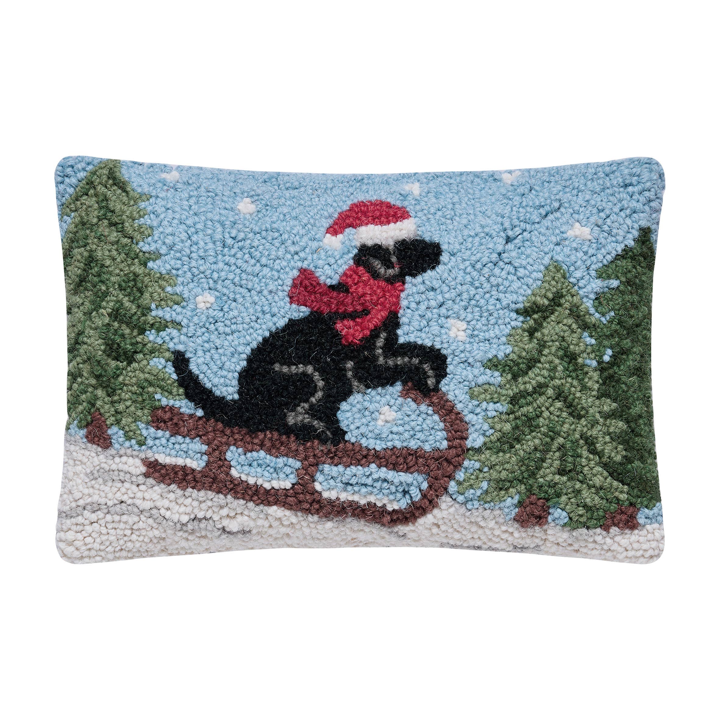 Light Blue Lab On Sled Hook Pillow