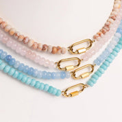 Stainless Steel Pink Chunky Glass Bead Necklace