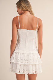 Floral Eyelet Drop Waist Mini Dress