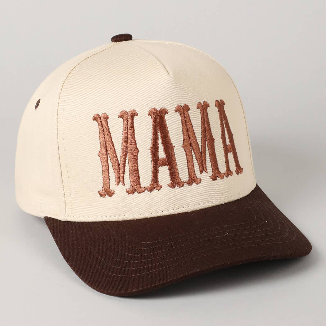 MAMA Embroidery Baseball Cap/ Brown