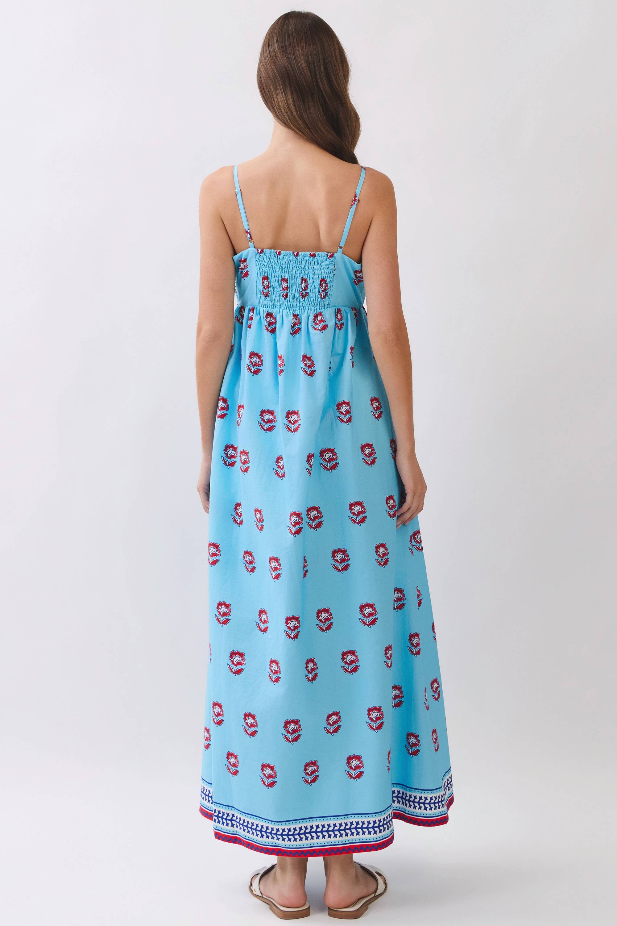 Blue & Red Floral Maxi Dress