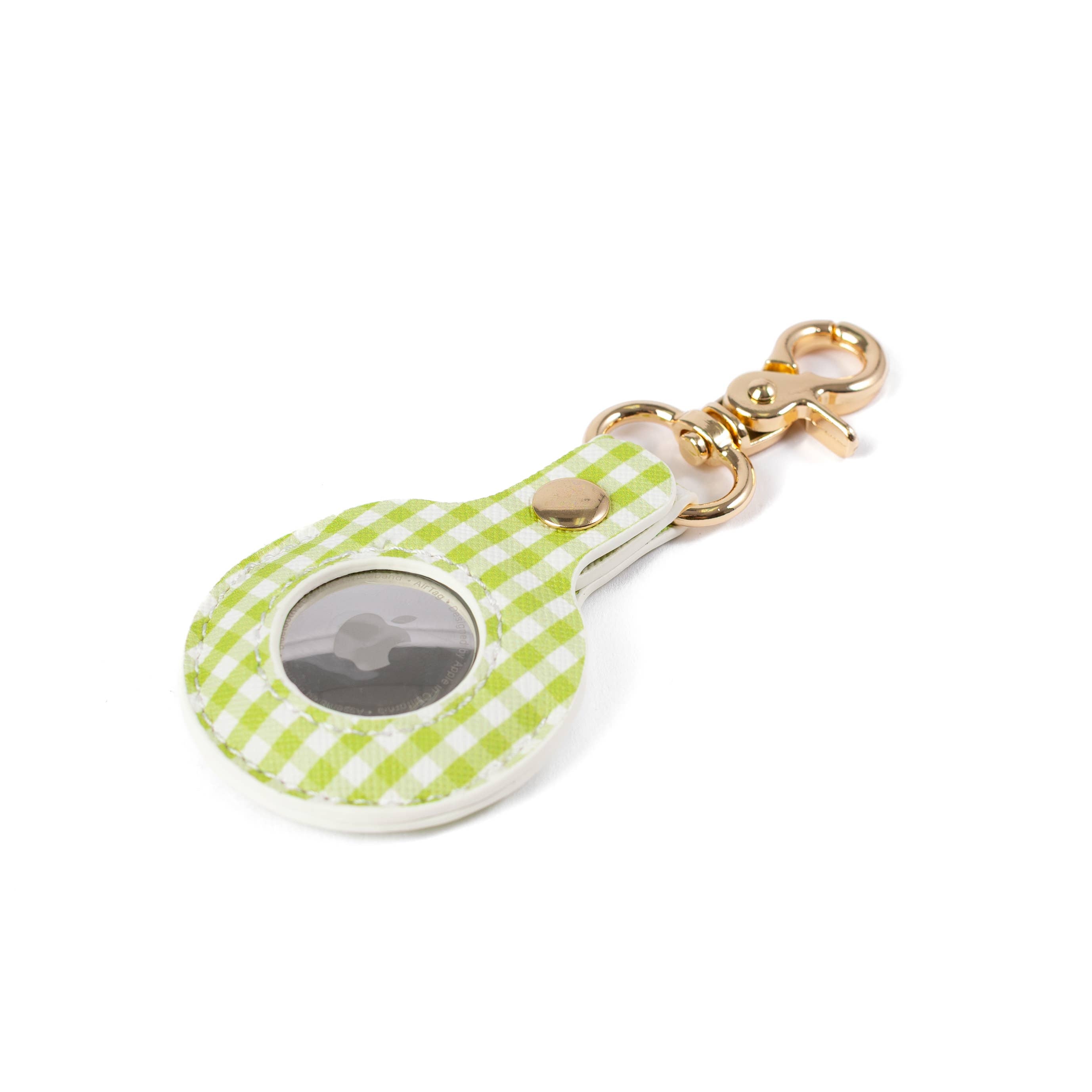 Green Gingham AirTag Keychain