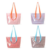 Large Striped Tote Bag w/ Shoulder Strap