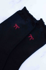 Black Women's Bow Accent Socks