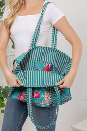 Blue Birds Quilted Cotton Tote Bag