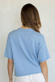 Light Blue Full Button Down Short Sleeve Cardigan