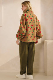 Cherry Printed Quarter Zip Sweater