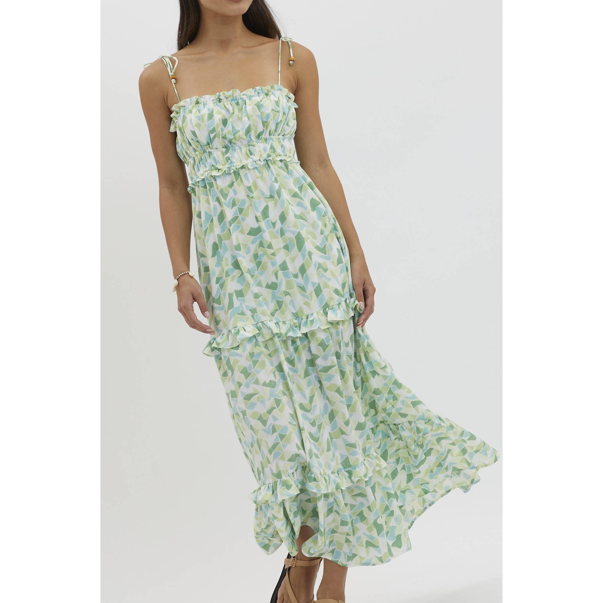 Green Printed Maxi Dress