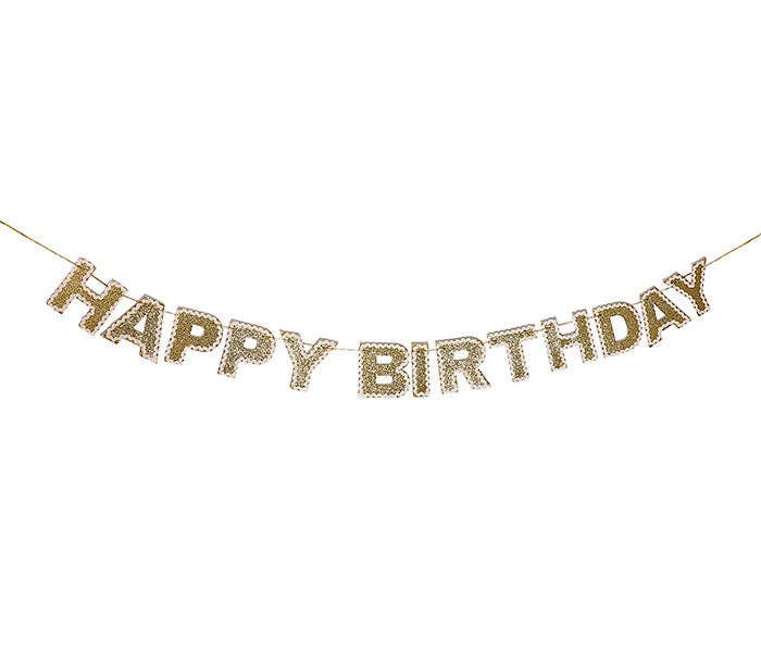 Happy Birthday Gold Reusable Banner — lightweight and reusable