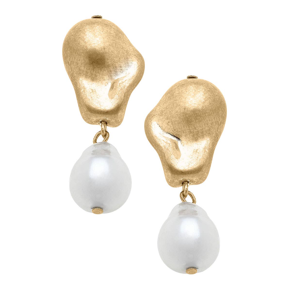 Bentley Freshwater Pearl Drop Earrings in Worn Gold & Ivory