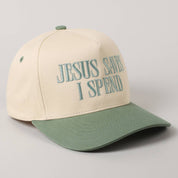 Green Jesus Saves I Spend Hat