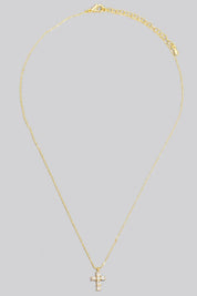 Gold Dipped Cz Cross Pendant Necklace