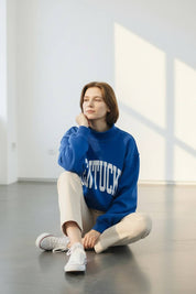 Blue Kentucky Reversible Mockneck showing long sleeve