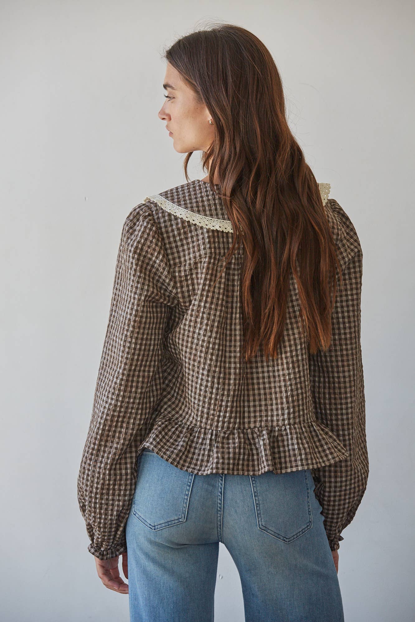Brown Gingham Top