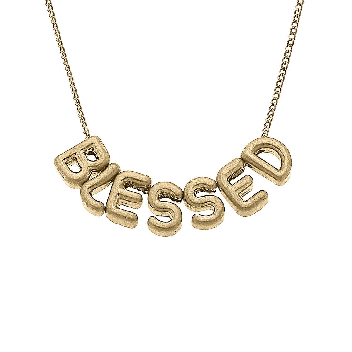 Bubble Letter Necklace in Worn Gold