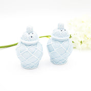 Light Blue Textured Jar Salt & Pepper Shaker Boxed Set