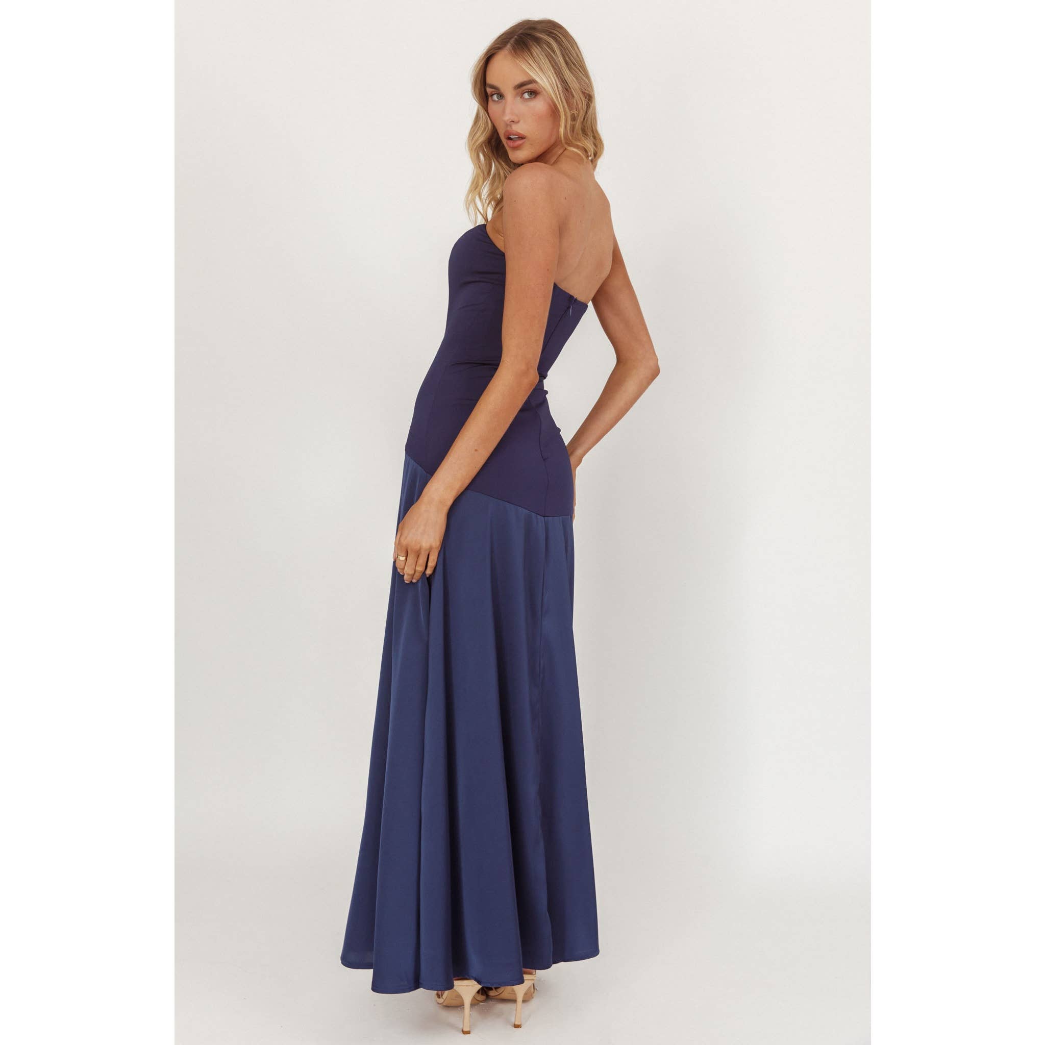 Navy Strapless Maxi Dress