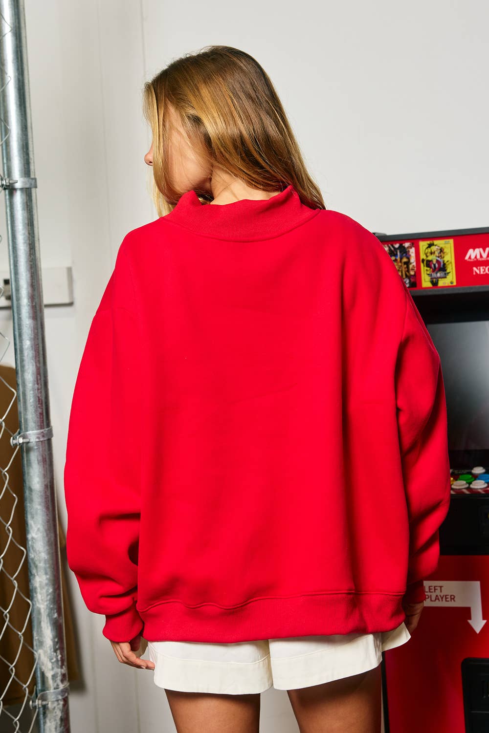 Red & Pink Gingham Jesus Mockneck