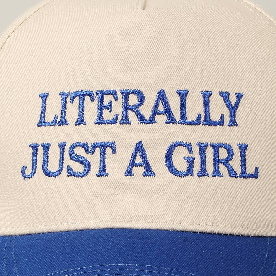Literally Just A Girl Embroidery Two Tone Trucker Hat: FUCHSIA / ONE SIZE