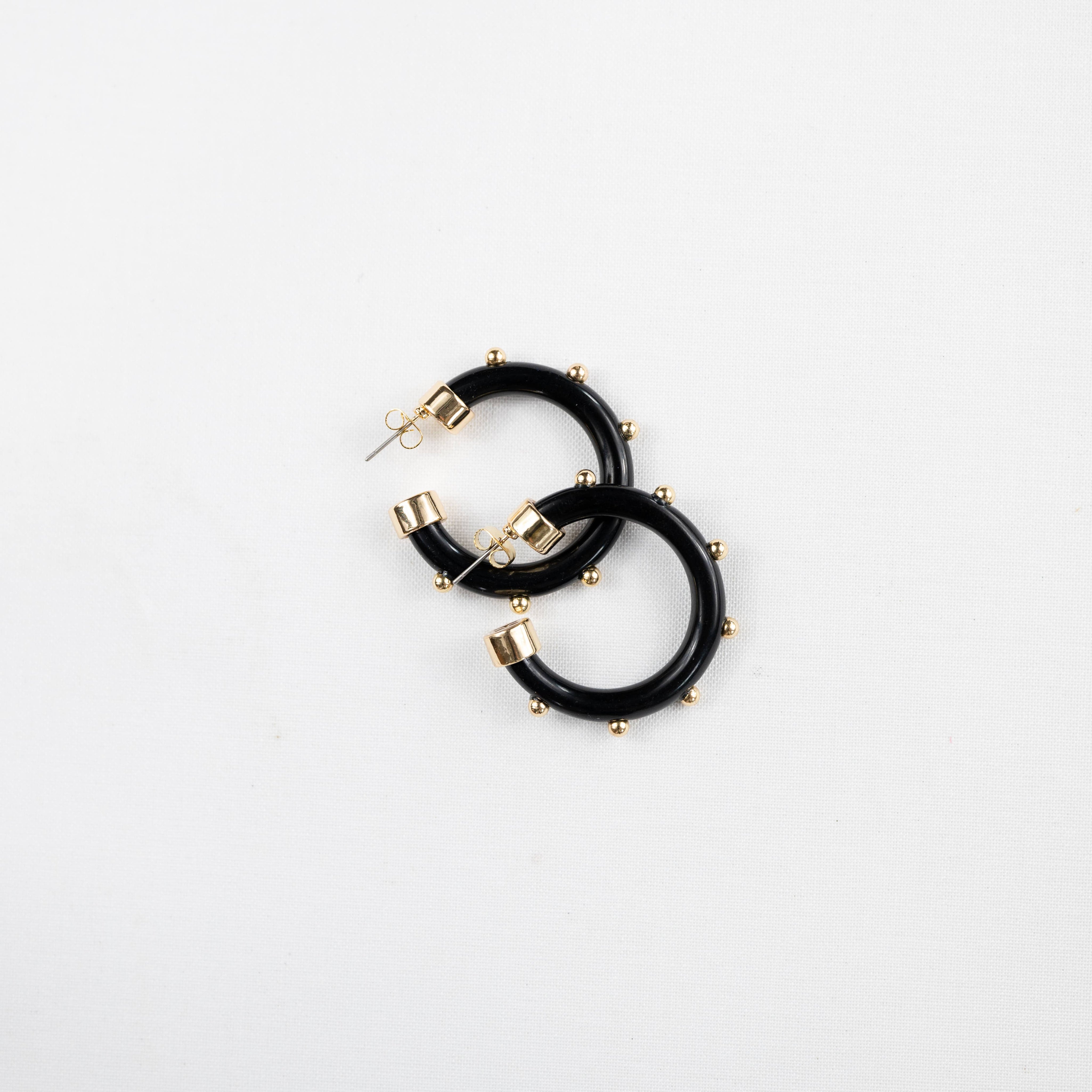 Black and Gold Small Hoop Earrings