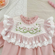 Pink Embroidered Dress & Romper in 100% cotton